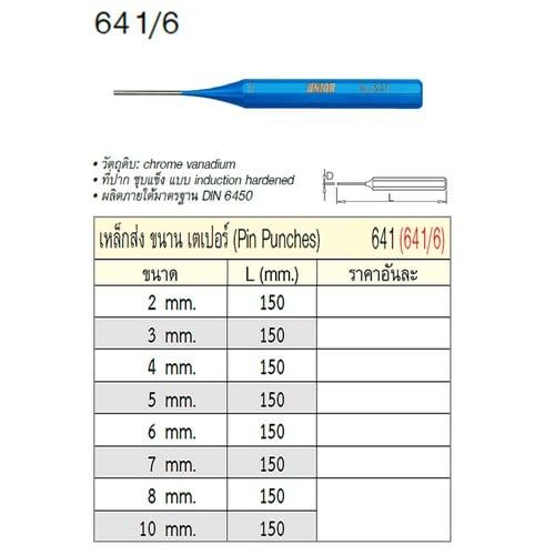 SKI - สกี จำหน่ายสินค้าหลากหลาย และคุณภาพดี | UNIOR 641/6 เหล็กส่งขนานเตเปอร์ 2mm. (641)